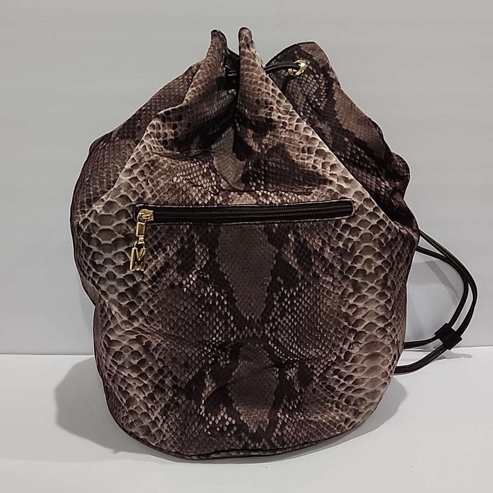 Moschino Snakeskin Print Drawstring Backpack